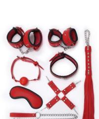 Набор: маска, ошейник, наручники, кляп и плетка