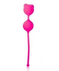 Розовые силиконовые вагинальные шарики на связке с хвостиком