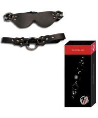 Набор маска+кляп-рамка Eye mask and ring gag кожаная черная в интернет магазине Куан Интим г. Йошкар-Ола