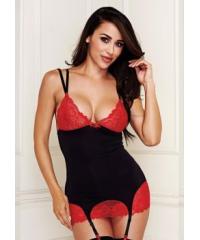 Эффектная сорочка с кружевом 2 PC LACE CHEMISE, G-STRING WITH GARTER в интернет магазине Куан Интим г. Йошкар-Ола