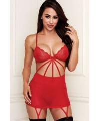 Облегающая сорочка с пажами для чулок Crisscross Mini Skirt With Garter в интернет магазине Куан Интим г. Йошкар-Ола