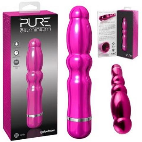  купить вибромассажер pure aluminium - pink large рельефный розовый pd4971-11