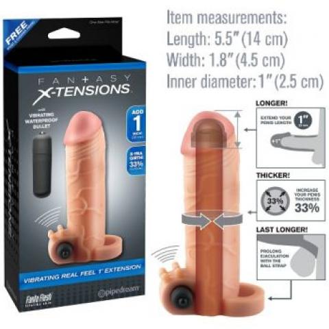 5 см Extension с кольцом на мошонку телесная с вибрацией pd4118-21