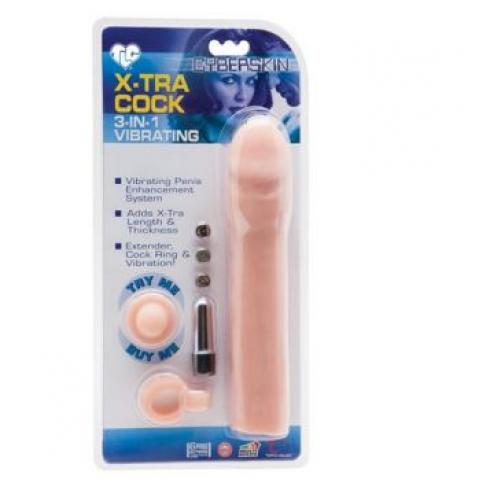  купить насадка-удлинитель с вибрацией и эрекционное кольцо 3-in-1 vibrating x-tra cock ts1006022