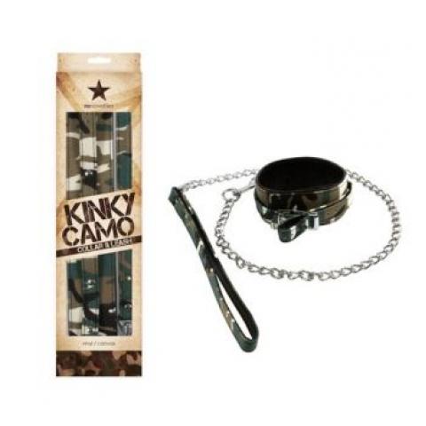  купить ошейник с поводком kinky camo камуфляж nsn-1252-18