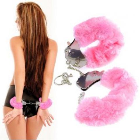  купить наручники металлические furry love cuffs с мехом розовые 