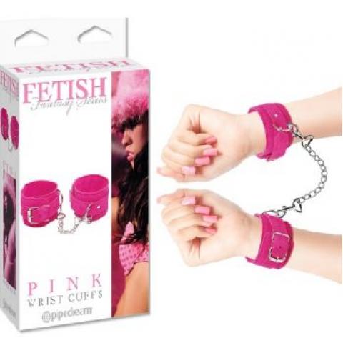  купить наручники замшевые pink - wrist cuffs розовые 