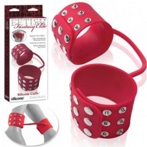  купить фиксаторы силиконовые silicone cuffs для рук или ног красные pd4570-15