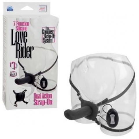  купить страпон love rider dual acton strap on на ремнях с вибрацией черный se-1499-15-3