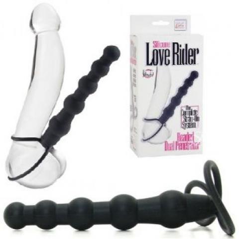  купить страпон на пенис silicone love rider beaded dual penetrator черный se-1515-40-3