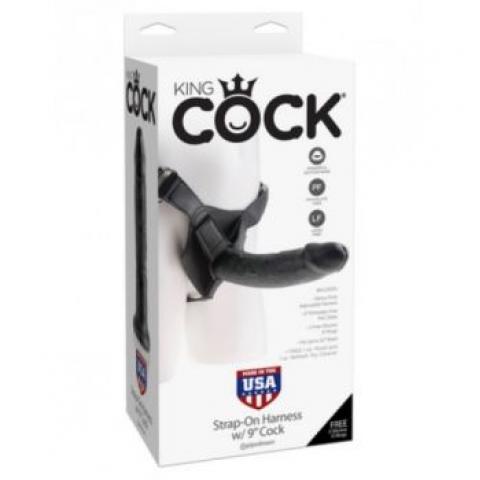  купить страпон harness со съемной насадкой черного цвета на регулируемых ремнях king cock 9