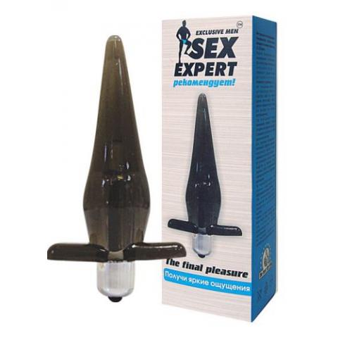 Черная анальная вибровтулка SexExpert 11 см