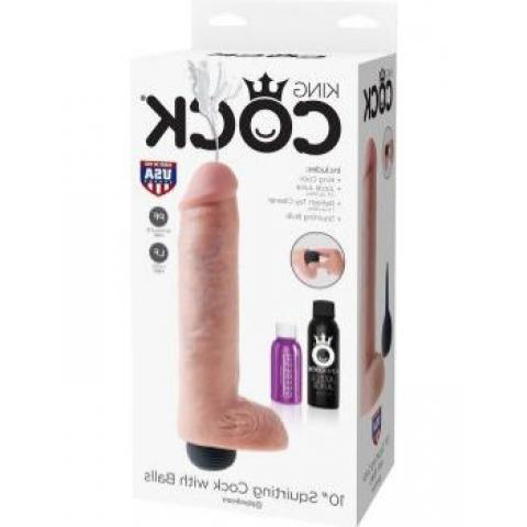 Фаллоимитатор King Cock 10 Squirting Cock с эффектом эякуляции - 25,4 см.