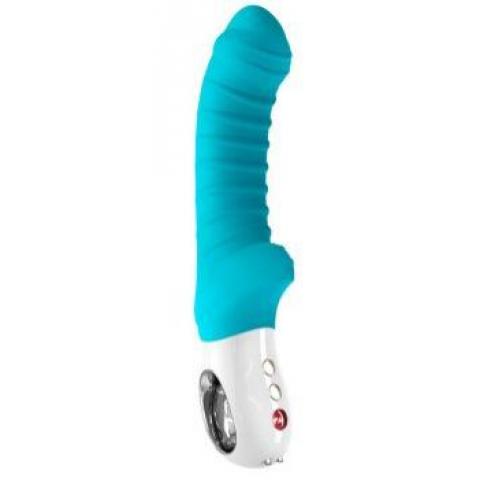 Бирюзовый перезаряжаемый вибратор Tiger G5 - 21,7 см.
