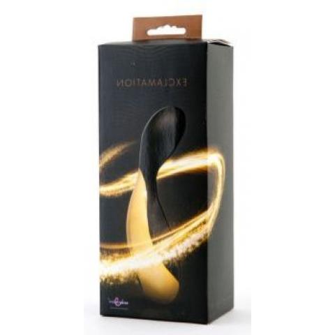 Черно-золотистый перезаряжаемый вибратор Exclamation - 13,5 см.