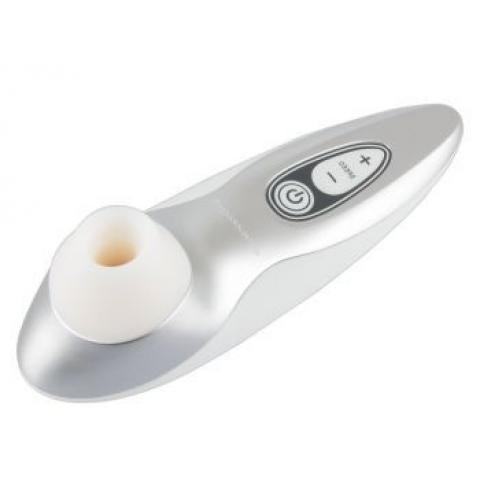Бело-серебристый бесконтактный стимулятор клитора Womanizer Pro40