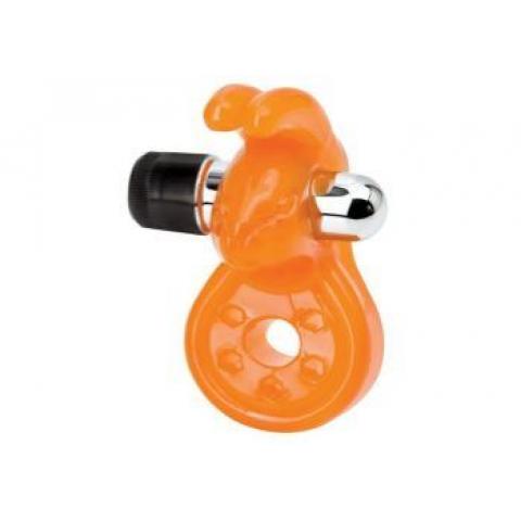 Оранжевое эрекционное кольцо с вибрацией и стимулятором клитора Sex Please! Wiggily Vibrating Cock Ring
