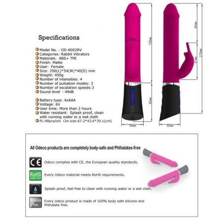 Вибратор Touch Rabbit Odeco  29х4 см 