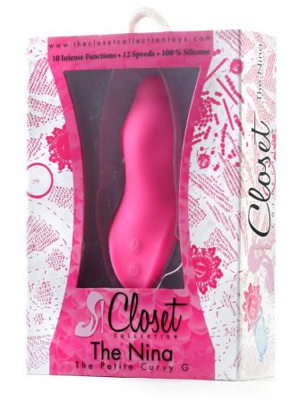 Розовый вибромассажёр THE NINA CURVY G - 13,4 см. 