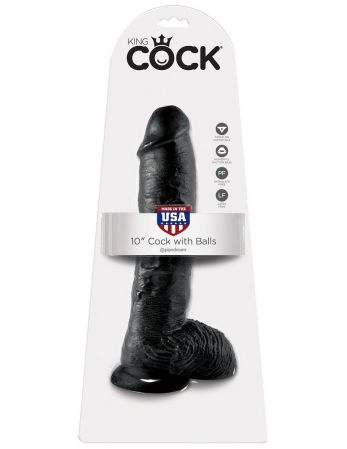 заказать c доставкой реалистичный чёрный фаллоимитатор-гигант 10 cock with balls - 25