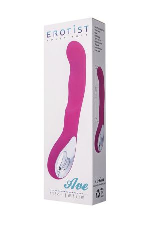  купить розовый вибратор erotist ave с загнутым кончиком - 20 см.