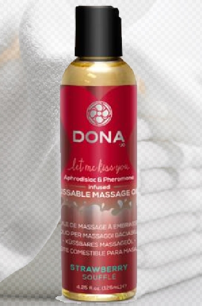 Вкусовое массажное масло  DONA Kissable Massage Oil Strawberry Souffle 125 мл