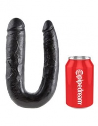 Черный двусторонний фаллоимитатор U-Shaped Large Double Trouble - 44,4 см. 