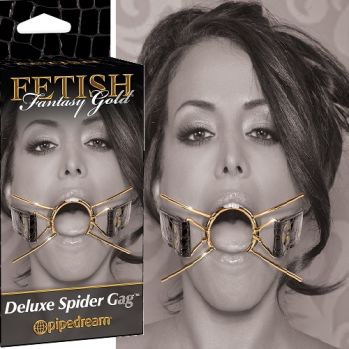 Кляп-рамка Deluxe Spider Gag черный с золотом