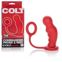 Анальная пробка COLT Commander Probe Ring с эрекционным кольцом красная  