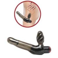 Безремневой страпон с вагинальной пробкой и вибратором Vibrating Strapless Strap-On - 18 см. 
