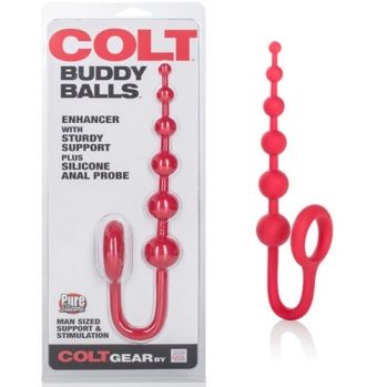 Анальная цепочка COLT Buddy Balls с эрекционным кольцом красная 