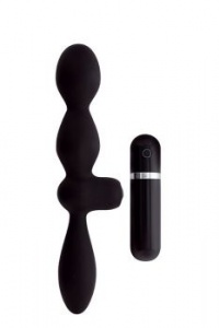 Двусторонний вибратор MENZSTUFF THRILLER ASS DUAL HEAD BLACK, силиконовый, красный, 11,5 см, Ø4 см 