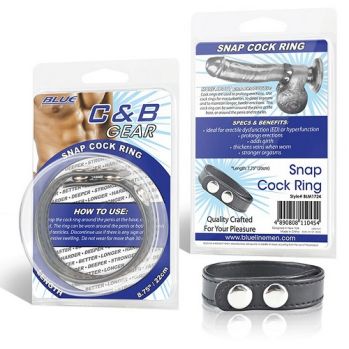 Кольцо на пенис из искусственной кожи на клепках 4-6 см SNAP COCK RING 