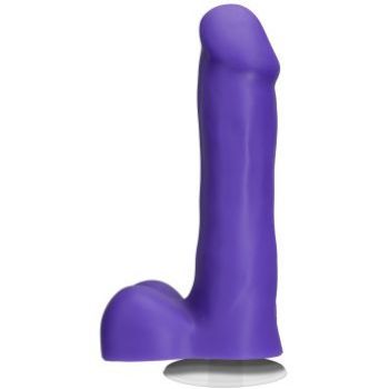 Фиолетовый фаллоимитатор на присоске Icon 6 Slim Dong with Balls - 16,51 см.