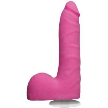 Розовый фаллоимитатор на присоске Revolution 7 Slim Realistic WBalls - 17,78 см.