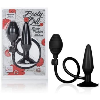 Анальная пробка средняя  с насосом Booty Call Booty Pumper - Medium Black из силикона черная 