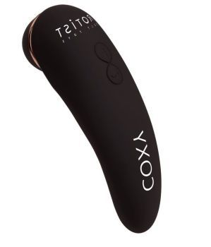 Чёрный бесконтактный стимулятор клитора Coxy с вибрацией