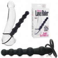 Страпон на пенис Silicone Love Rider Beaded Dual Penetrator черный se-1515-40-3 