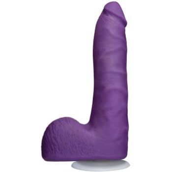 Фиолетовый фаллоимитатор на присоске Revolution 7 Slim Realistic WBalls - 17,78 см.