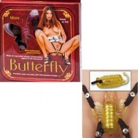Клиторальная бабочка на ремешках MINI BUTTERFLY VIB - LA VEN DER с вибрацией фиолетовая, 2K132LV 