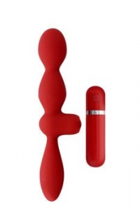 Двусторонний вибратор MENZSTUFF THRILLER ASS DUAL HEAD BLACK, силиконовый, красный, 11,5 см, Ø4 см 
