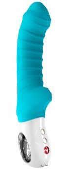 Бирюзовый перезаряжаемый вибратор Tiger G5 - 21,7 см.