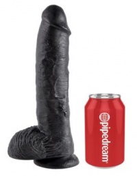 Реалистичный чёрный фаллоимитатор-гигант 10 Cock with Balls - 25,4 см. 
