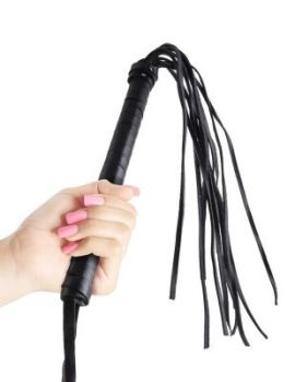 Чёрная кожаная плетка Cat O Nine Tails  46 см