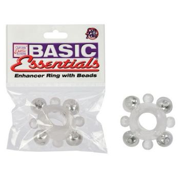 Эрекционное кольцо Basic Essentials - Enhancer Ring with Beads с бусинами прозрачное, se-1725-00-2