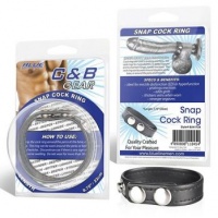 Кольцо на пенис из искусственной кожи на клепках 3,5-5,5см SNAP COCK RING  