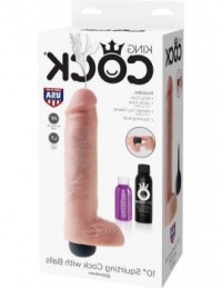 Фаллоимитатор King Cock 10 Squirting Cock с эффектом эякуляции - 25,4 см. 