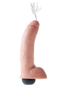 Телесный фаллоимитатор с эффектом семяизвержения Squirting Cock with Balls - 22,9 см.