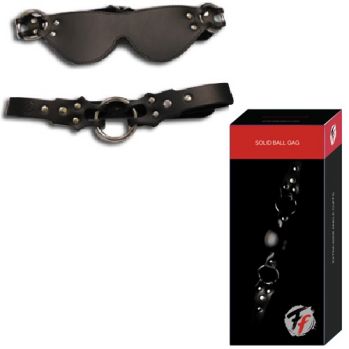 Набор маска+кляп-рамка Eye mask and ring gag кожаная черная