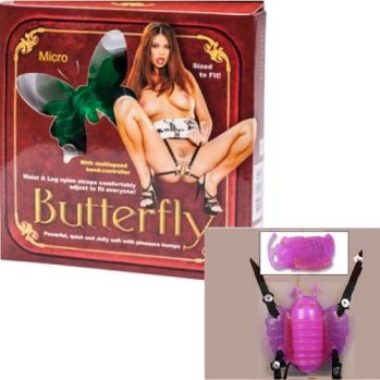 Клиторальная бабочка на ремешках MINI BUTTERFLY VIB - LA VEN DER с вибрацией фиолетовая, 2K132LV